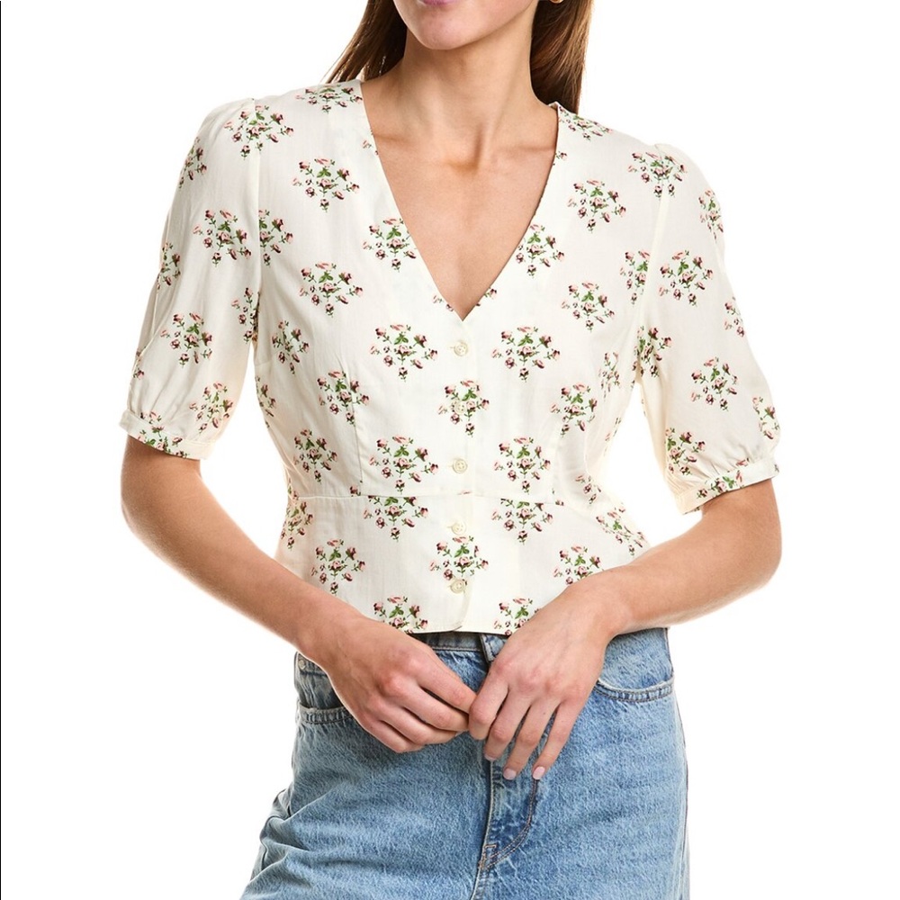 KULE button crop blouse NWT MEDIUM
